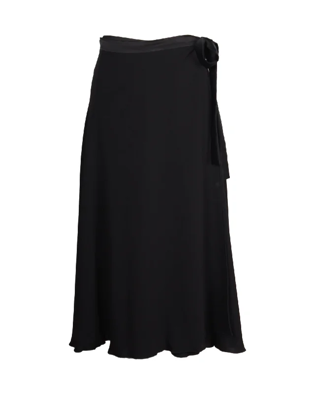 Max Mara Wrap Midi Skirt in Black Triacetate