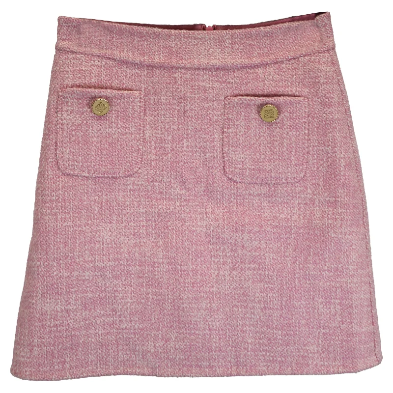 Sandro Paris Mini Gaella A-Line Skirt in Pink Tweed