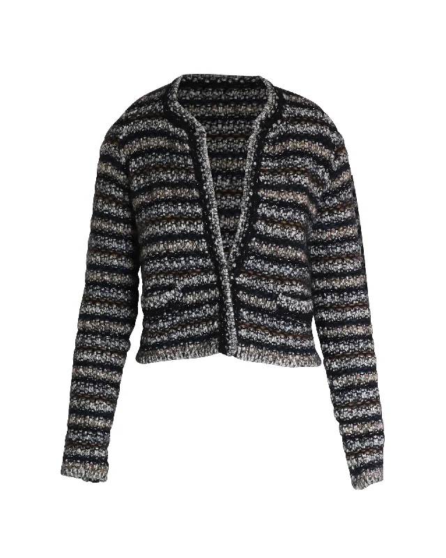 Isabel Marant Striped Plunge Neckline Sweater in Multicolor Wool