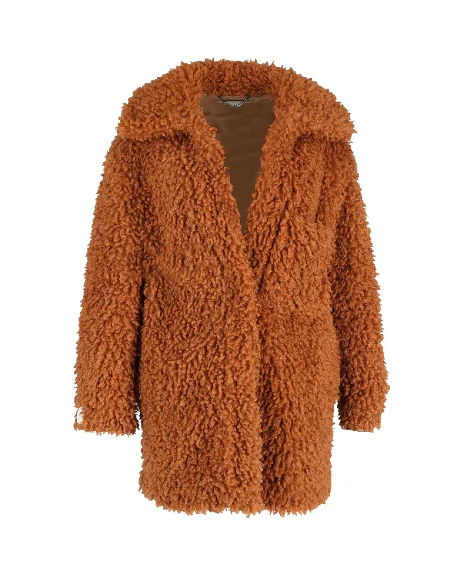 Stella McCartney Shearling Josephine Coat In Brown Faux Fur