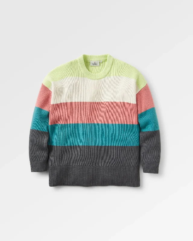 Moments Oversized Organic Knitted Jumper - Lime Multi Stripe