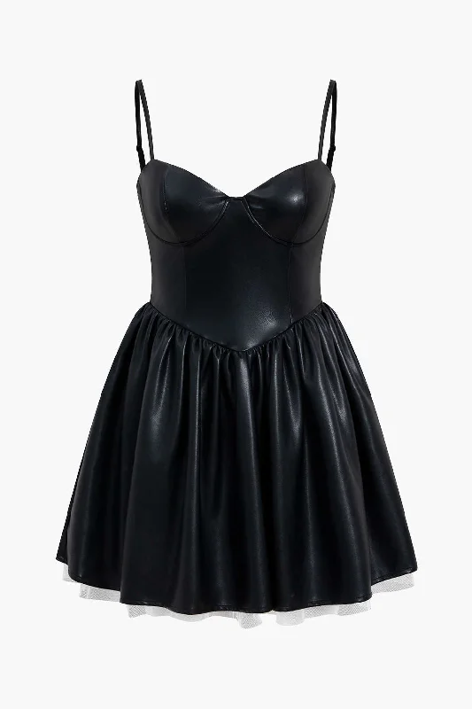 Faux Leather Bustier Slip Mini Dress